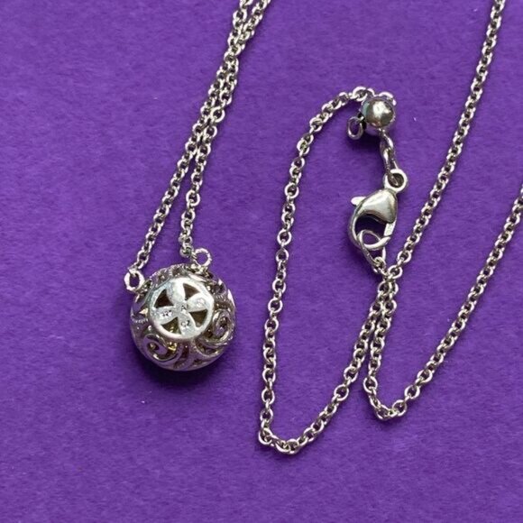 925 Yellow White CZ Halo Necklace - Picture 4 of 7